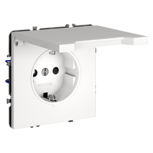 Розетка встраиваемая Voltum S70 с заземлением, защитными шторками и крышкой Белый матовый VLS040302