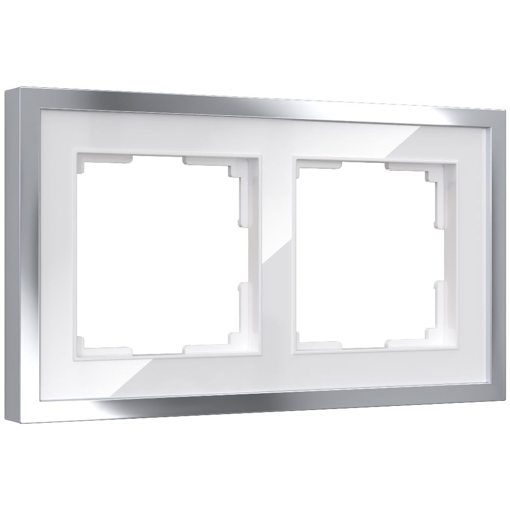 Рамка акриловая Werkel Baguette на 2 поста Белый / Серебро W0022850