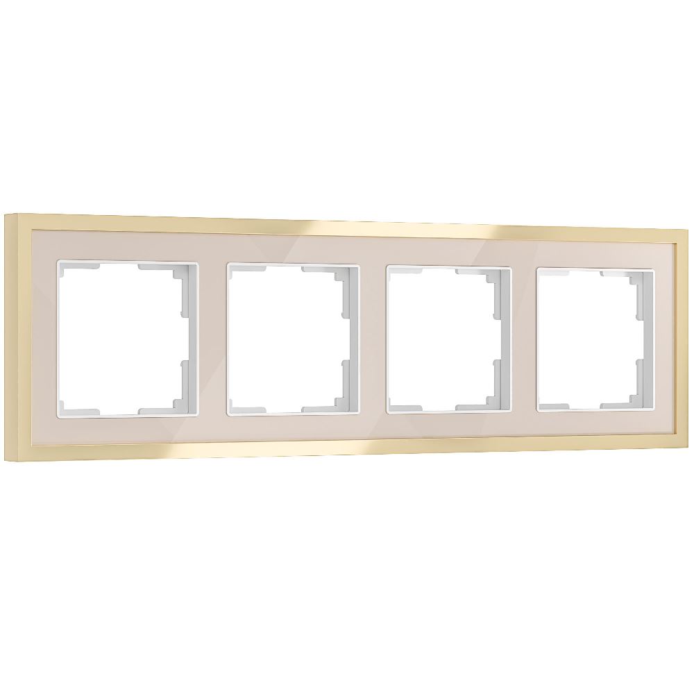 Рамка акриловая Werkel Baguette на 4 поста Айвори / Латунь W0042851