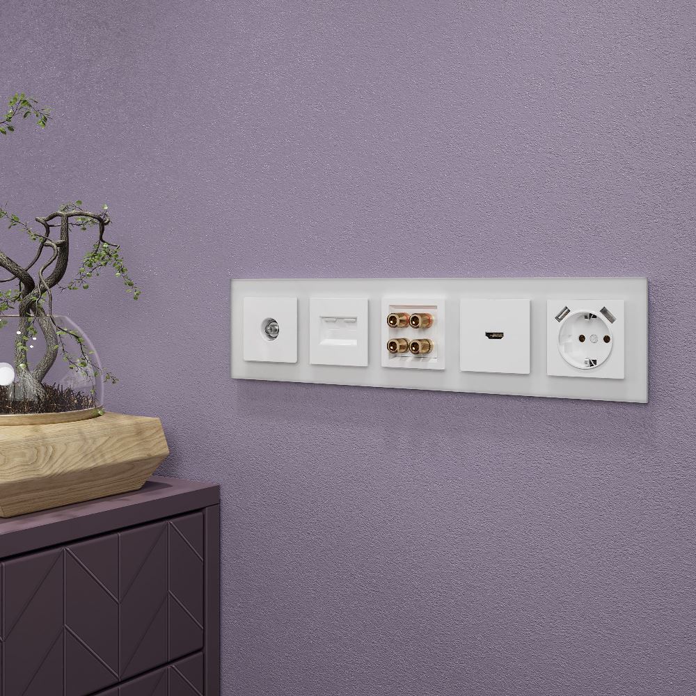 Рамка стеклянная Werkel Favorit на 5 постов Белый матовый W0051105 — изображение 2