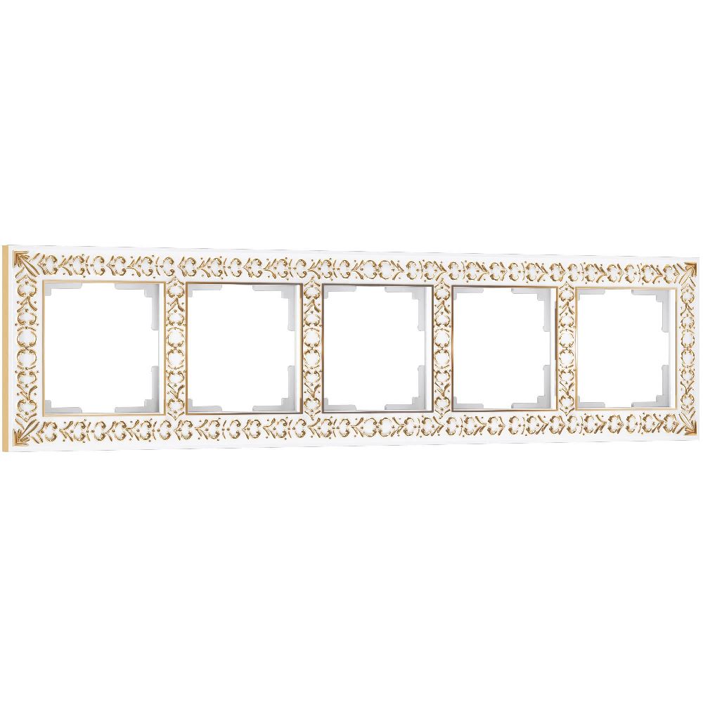 Рамка Werkel Antik на 5 постов Золото белое W0051523