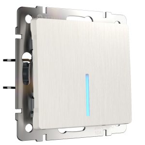 Выключатель одноклавишный встраиваемый Werkel с подсветкой Перламутровый рифленый W1110113