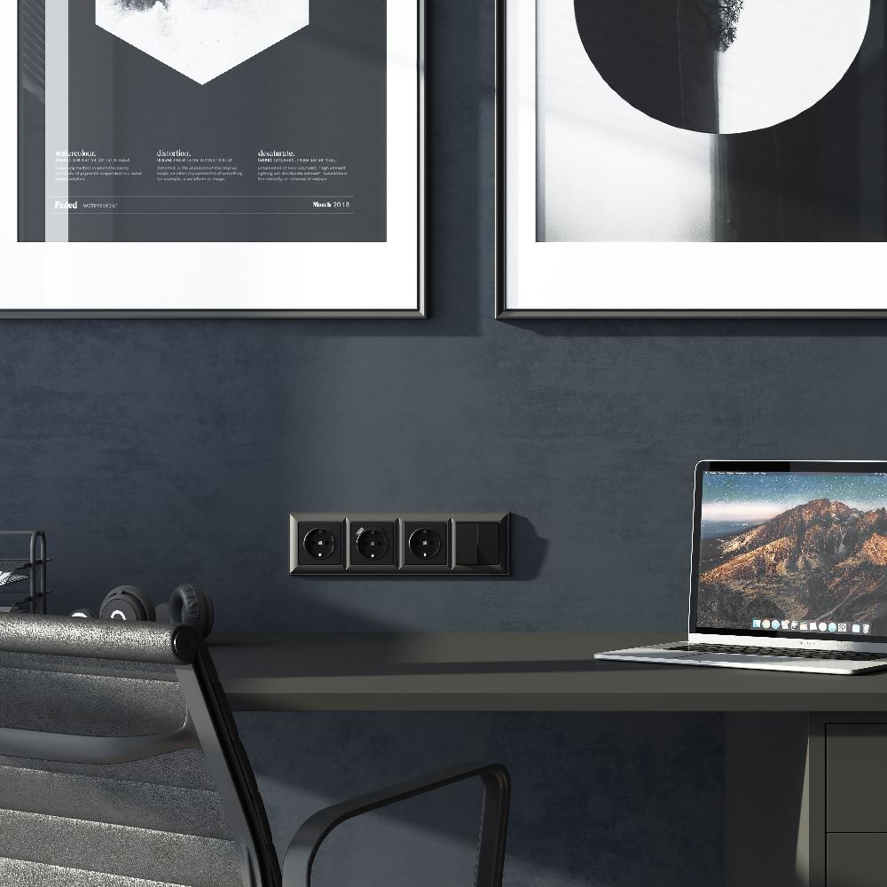 Выключатель двухклавишный встраиваемый Werkel Черный матовый W1120008 — изображение 2