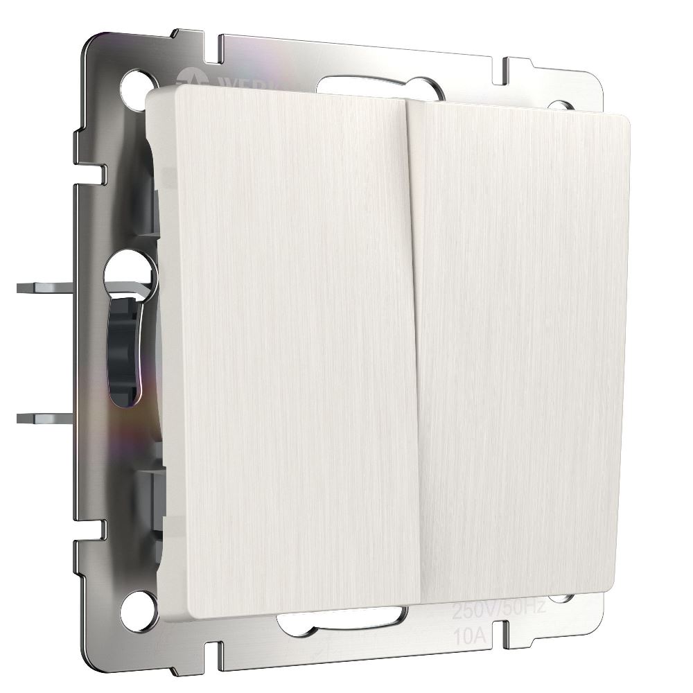 Выключатель двухклавишный встраиваемый Werkel Перламутровый рифленый W1120013