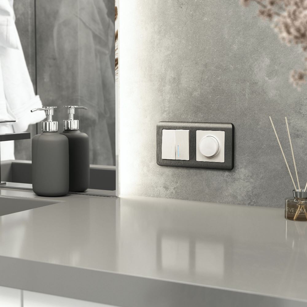 Выключатель двухклавишный встраиваемый Werkel с подсветкой Перламутровый рифленый W1120113 — изображение 2