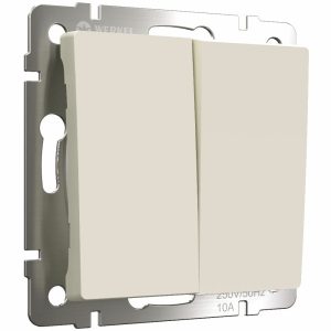 Выключатель двухклавишный встраиваемый проходной Werkel Айвори матовый W1122062