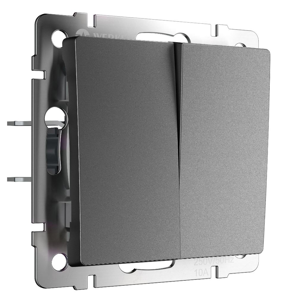 Выключатель двухклавишный встраиваемый проходной Werkel Графит матовый W1122064