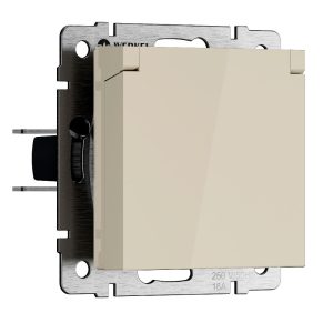 Розетка встраиваемая влагозащищенная Werkel с заземлением, шторками и защитной крышкой Слоновая кость W1171203