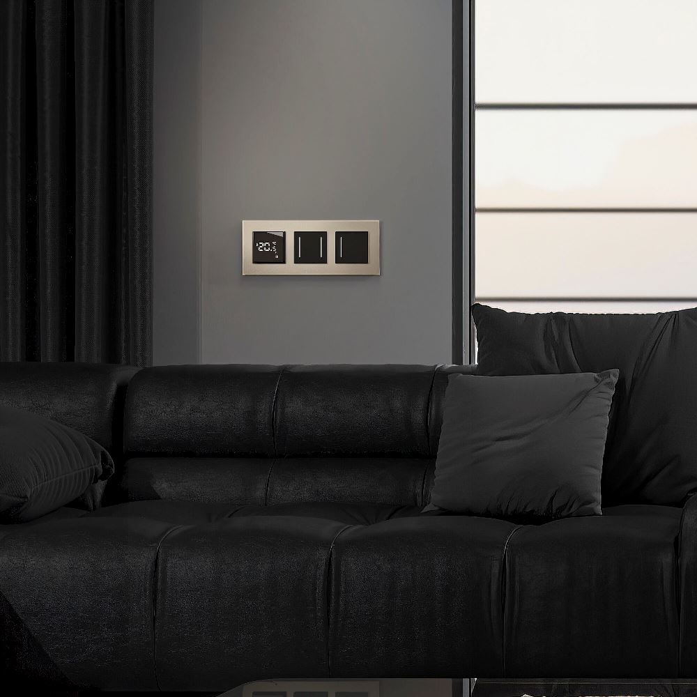 Выключатель двухклавишный встраиваемый сенсорный Werkel с подсветкой Черный W4522008 — изображение 3