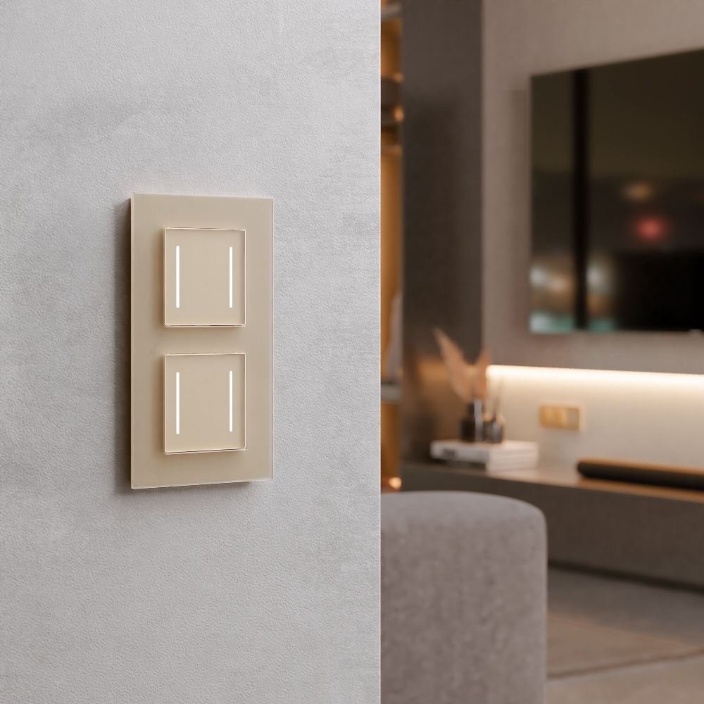 Выключатель двухклавишный встраиваемый сенсорный Werkel с подсветкой Шампань W4522011 — изображение 3