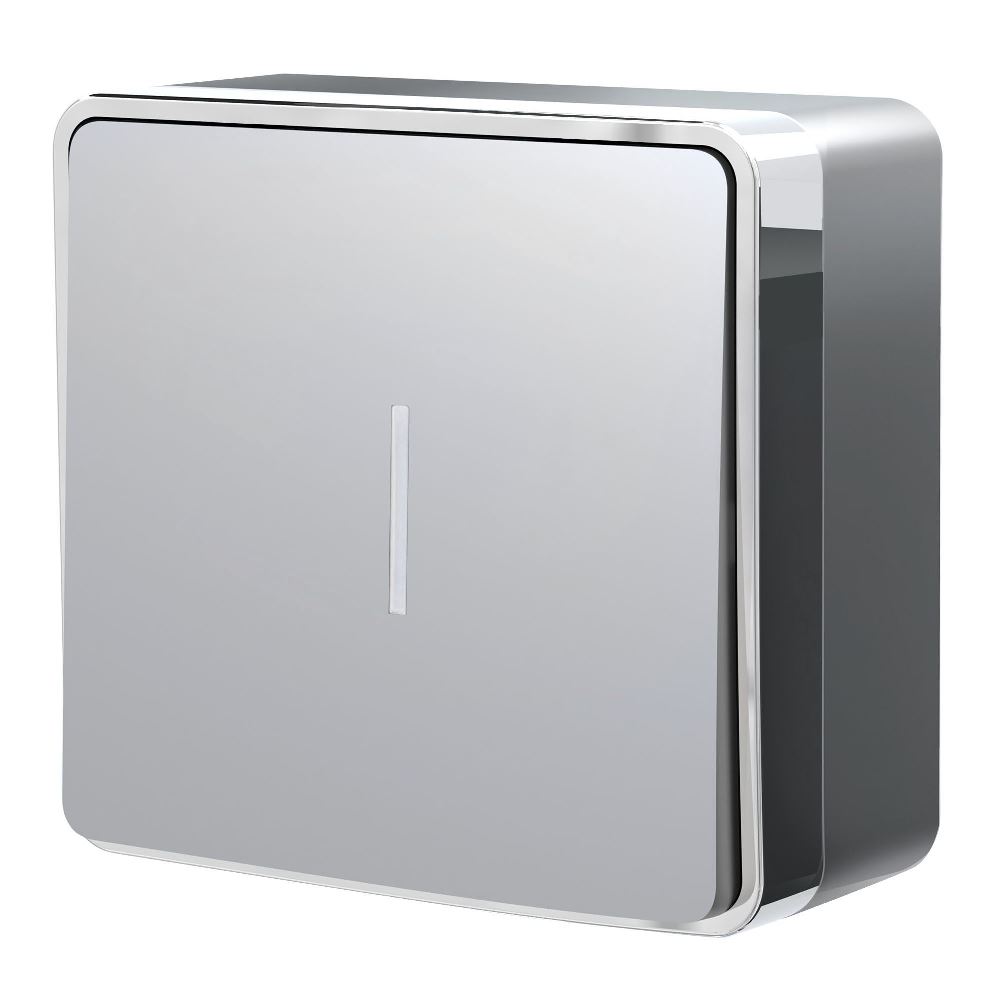 Выключатель одноклавишный накладной Werkel Gallant с подсветкой Cеребряный W5010106