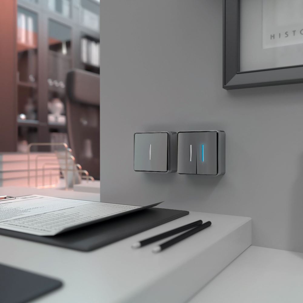 Выключатель одноклавишный накладной Werkel Gallant с подсветкой Cеребряный W5010106 — изображение 2