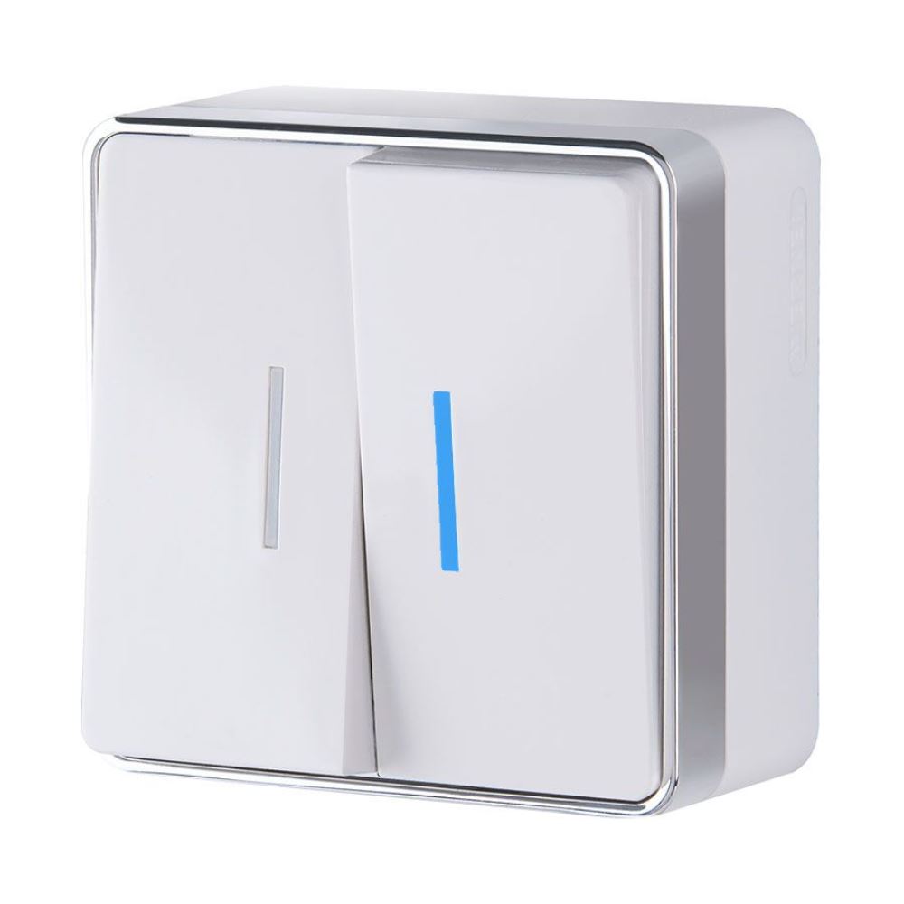 Выключатель двухклавишный накладной Werkel Gallant с подсветкой Белый W5020101