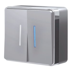 Выключатель двухклавишный накладной Werkel Gallant с подсветкой Cеребряный W5020106