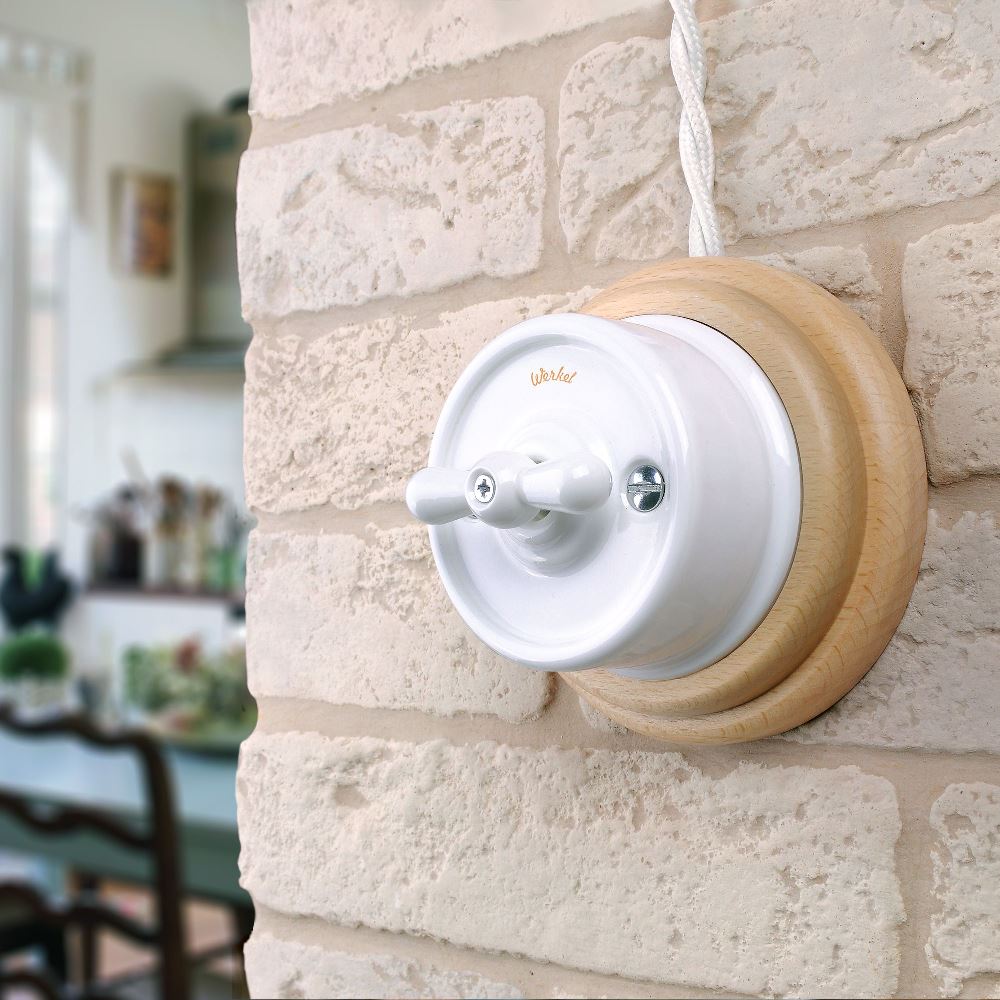 Выключатель двухклавишный накладной Werkel Ретро на 4 положения Белый W5620001 — изображение 2