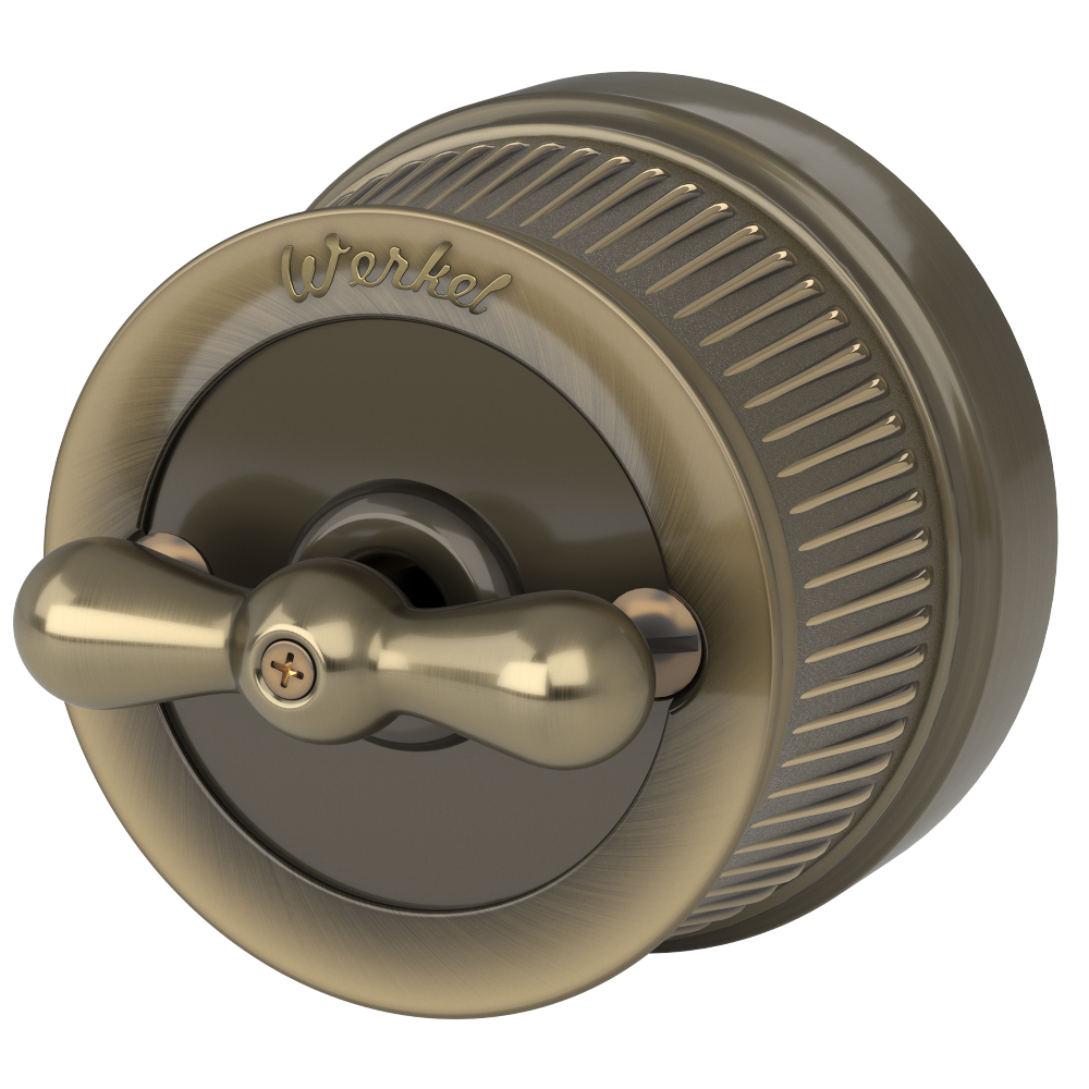 Выключатель двухклавишный накладной Werkel Ретро на 4 положения Бронза W5720012