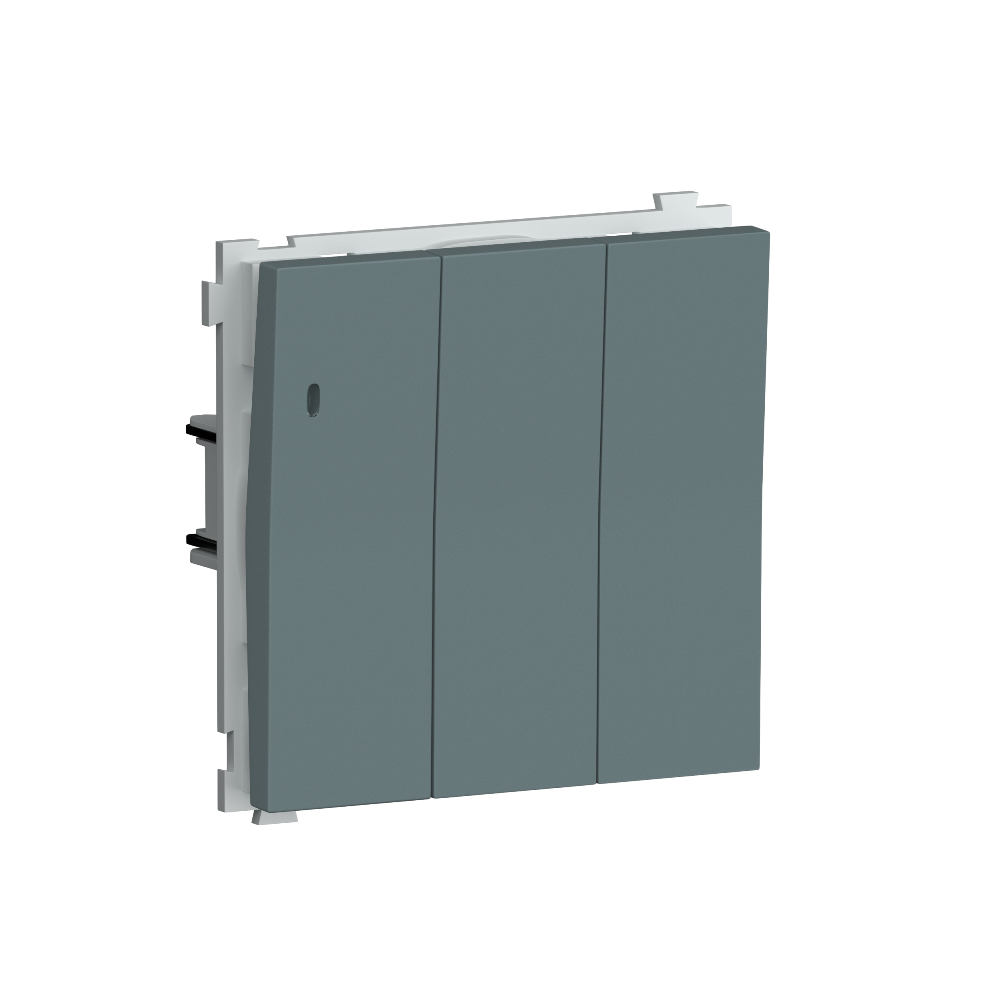 Выключатель трехклавишный встраиваемый Donel R98 с подсветкой Изумруд матовый DA03103-DA28339