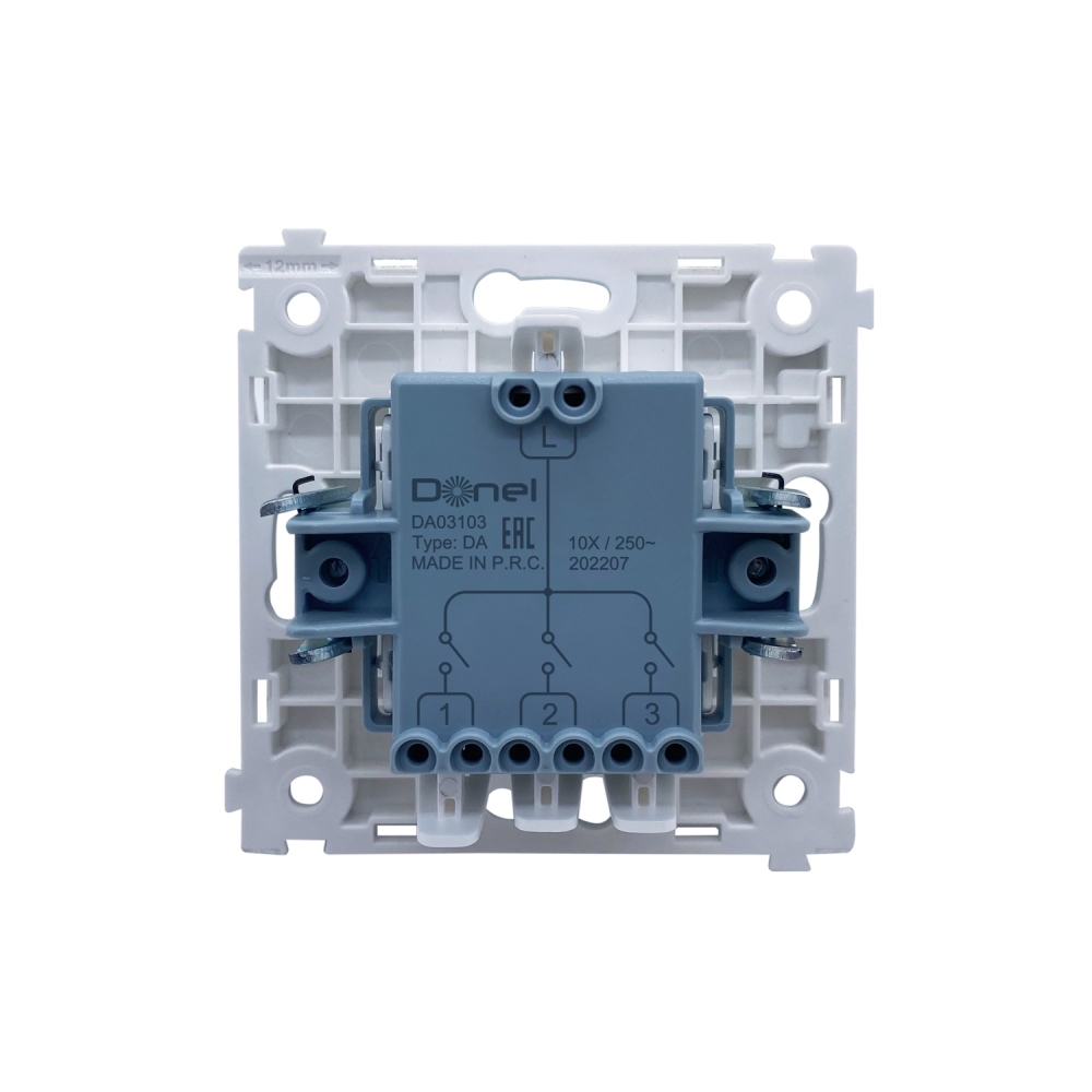 Выключатель трехклавишный встраиваемый Donel R98 с подсветкой Изумруд матовый DA03103-DA28339 — изображение 4