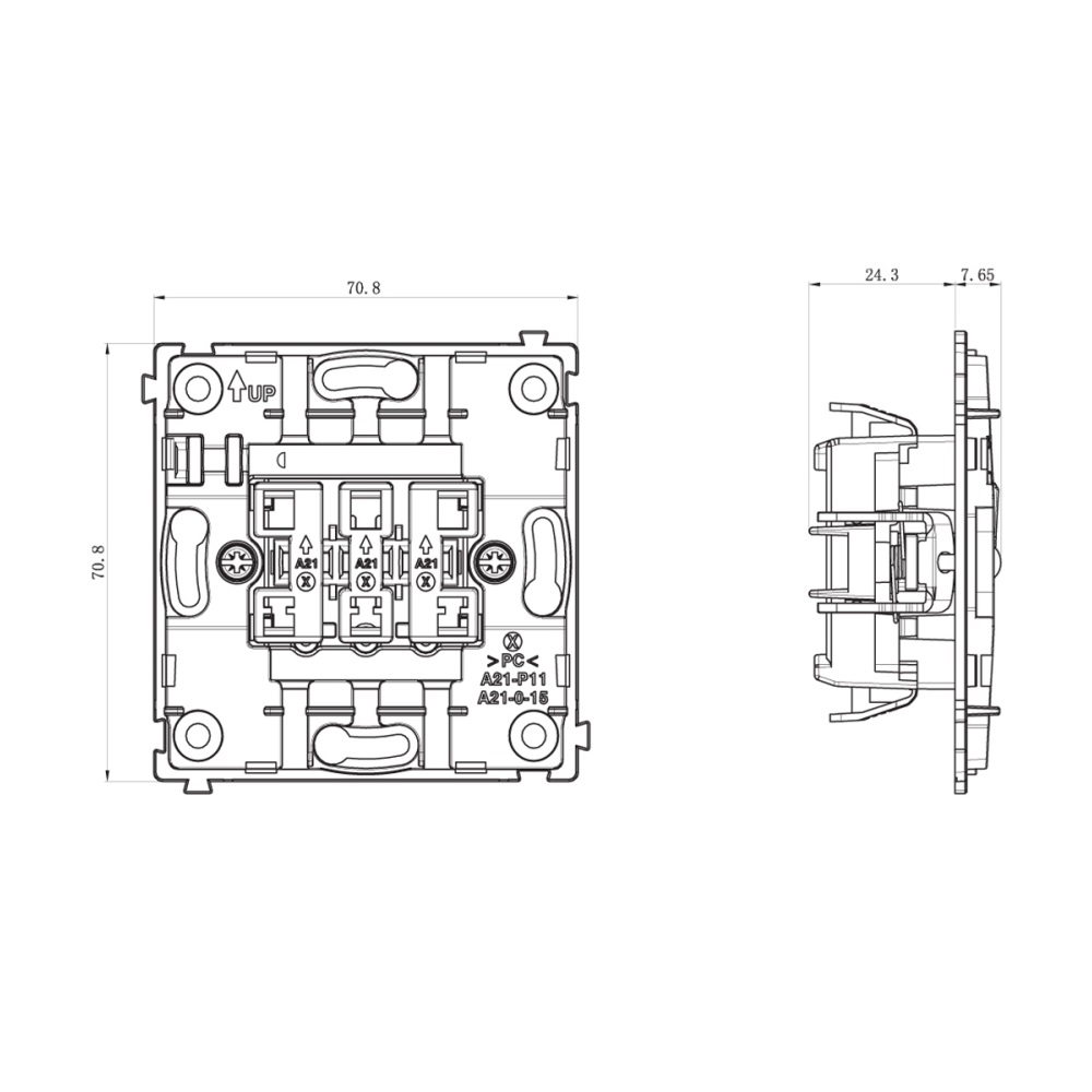Выключатель трехклавишный встраиваемый Donel R98 с подсветкой Изумруд матовый DA03103-DA28339 — изображение 6