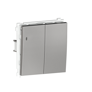 Выключатель двухклавишный встраиваемый Donel R98 Metal с подсветкой Благородная сталь DA03105-DA285ES