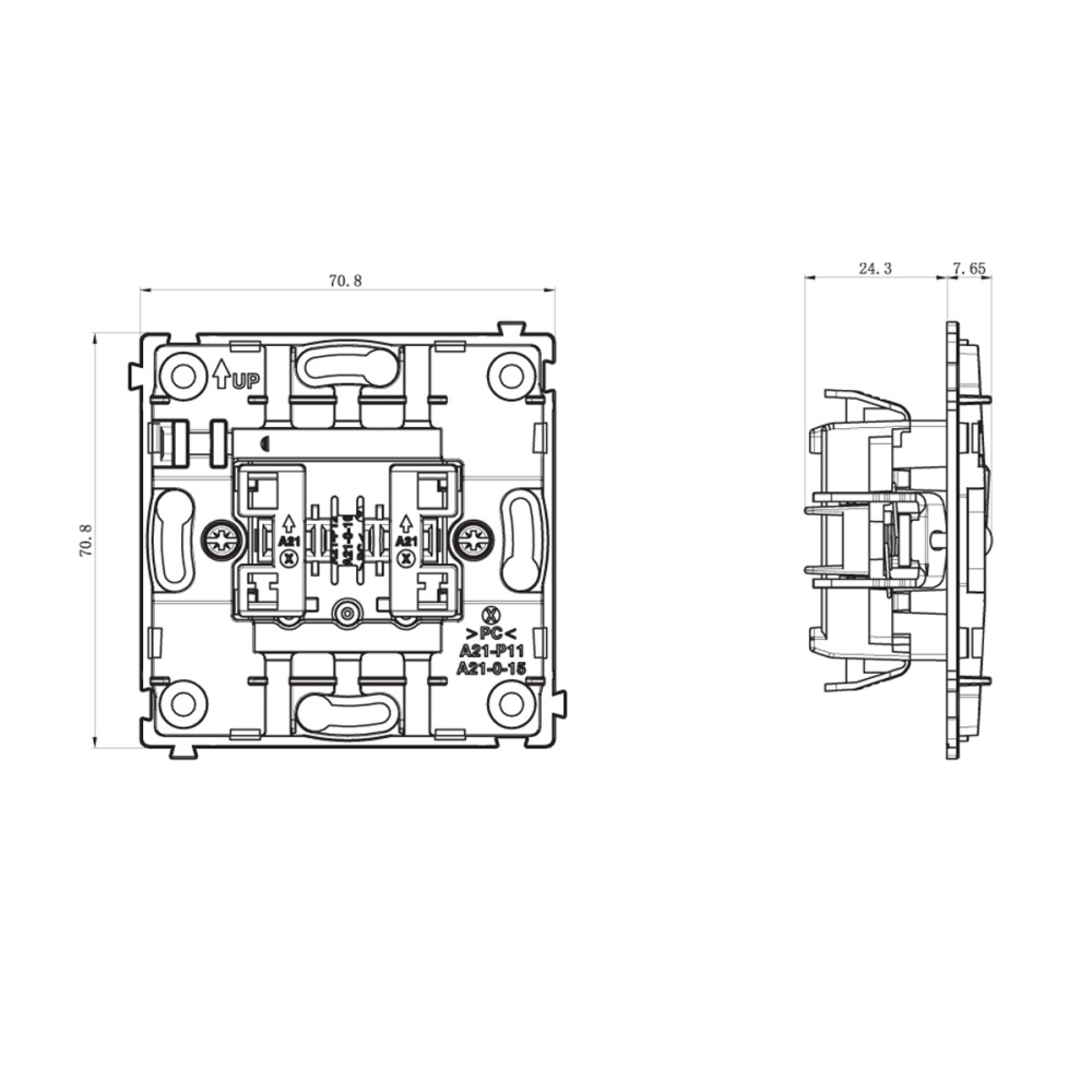 Выключатель двухклавишный встраиваемый Donel R98 Metal с подсветкой Золото матовое DA03105-DA285BR — изображение 7