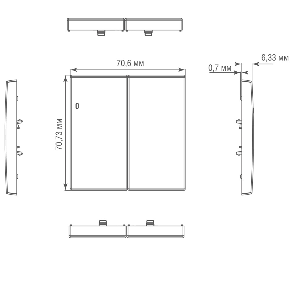 Выключатель двухклавишный встраиваемый Donel R98 Metal с подсветкой Золото матовое DA03105-DA285BR — изображение 6