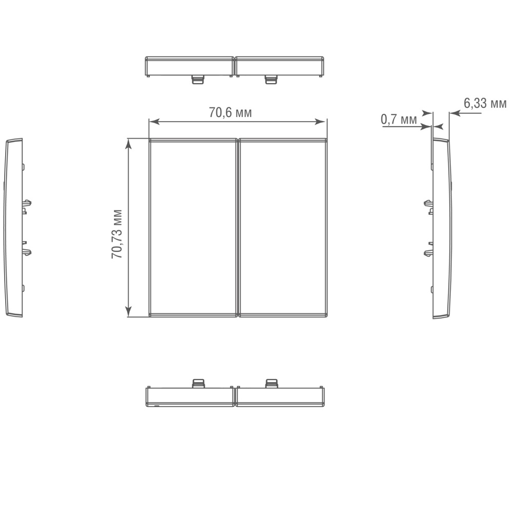 Выключатель двухклавишный встраиваемый Donel R98 Metal Благородная сталь DA10500-DA295ES — изображение 6