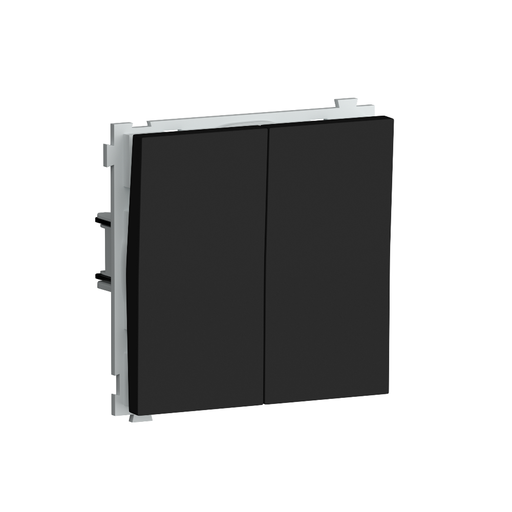 Выключатель двухклавишный встраиваемый проходной Donel R98 Черный матовый DA10800-DA29528