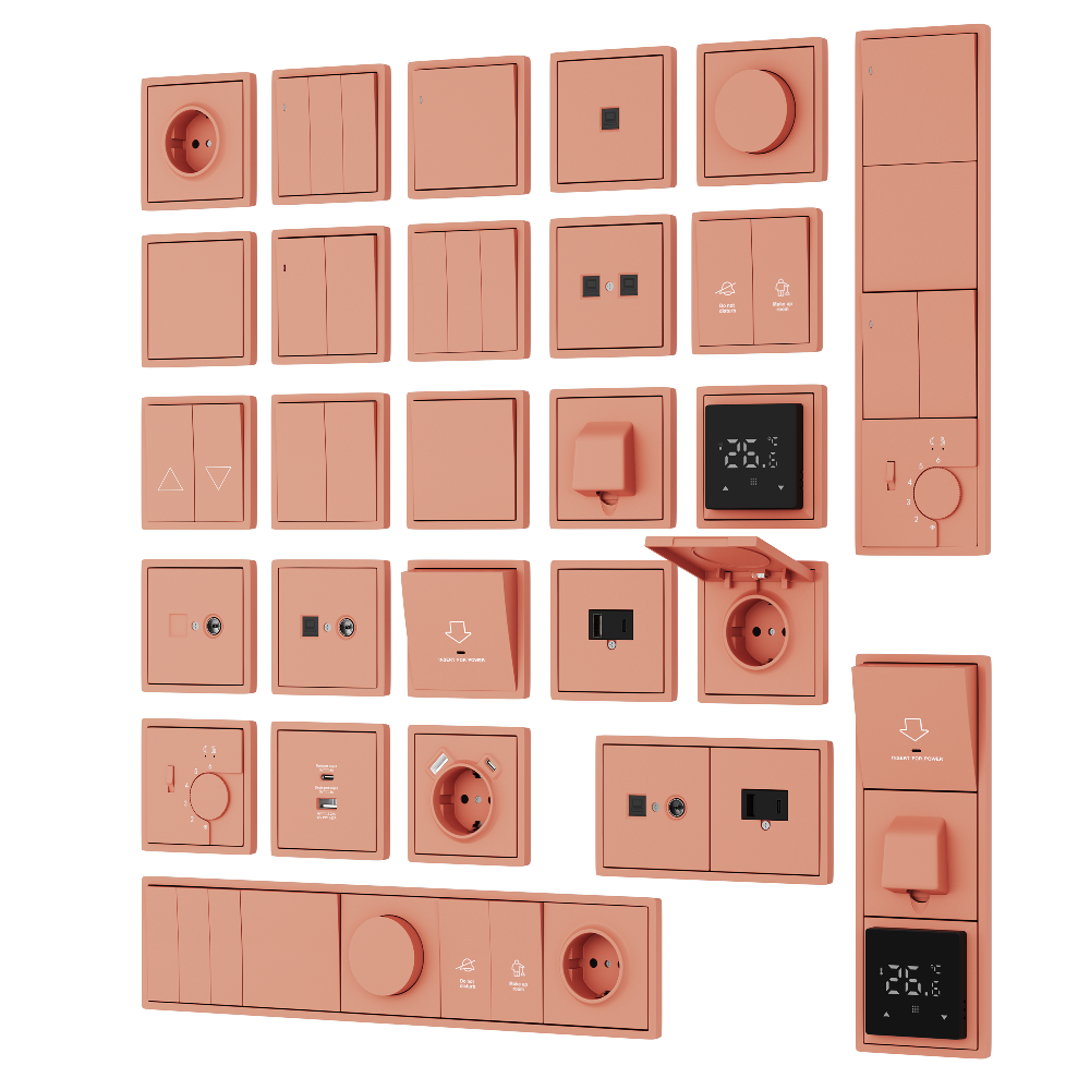 Выключатель двухклавишный встраиваемый проходной Donel R98 Коралл матовый DA10800-DA29545 — изображение 3