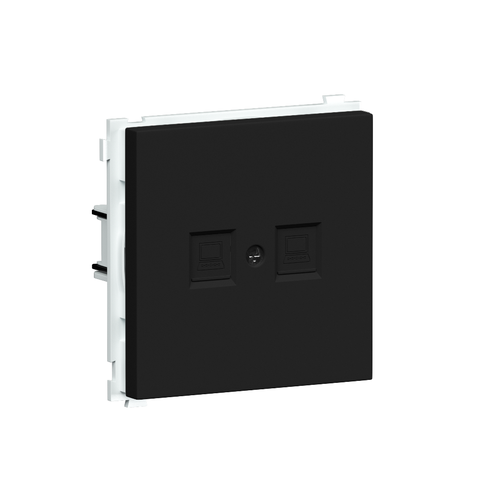 Розетка встраиваемая телефонная двойная Donel R98 RJ11 + RJ11 Карбон матовый DA14400-DA86930