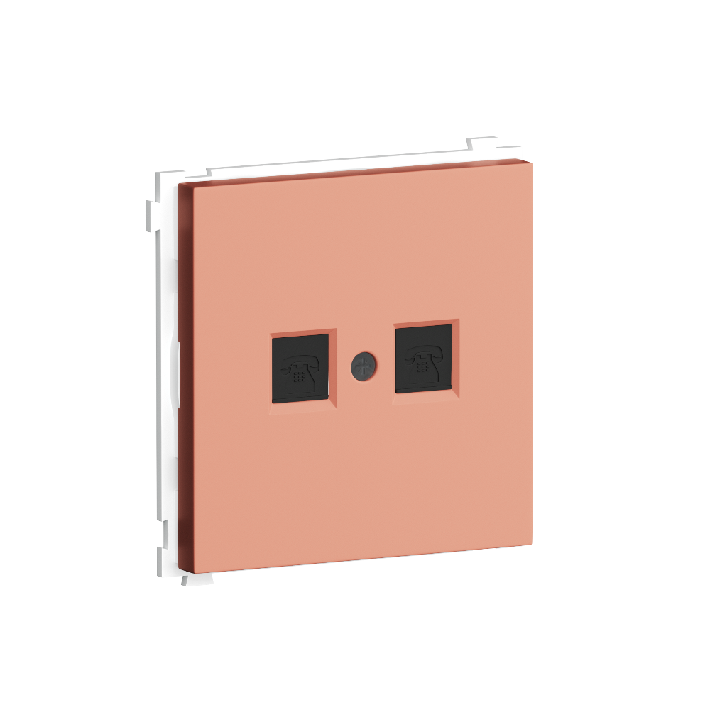 Розетка встраиваемая телефонная двойная Donel R98 RJ11 + RJ11 Коралл матовый DA14400-DA86945
