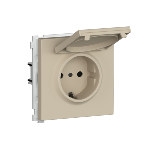 Розетка встраиваемая Donel R98 Schuko с крышкой и заземлением на клеммах Кашемир матовый DA17700-DA45435