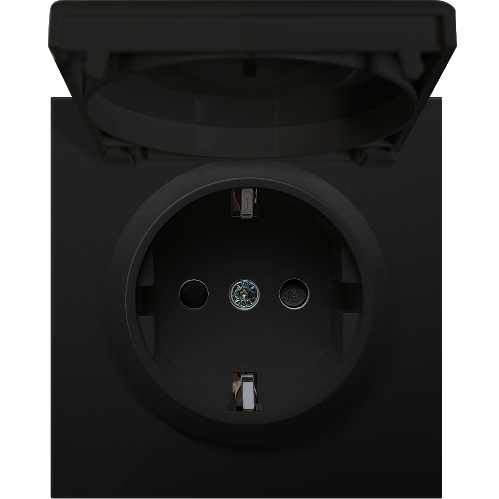 Розетка встраиваемая Donel R98 Schuko с крышкой и заземлением на винтах Карбон матовый DA18800-DA45430 — изображение 3