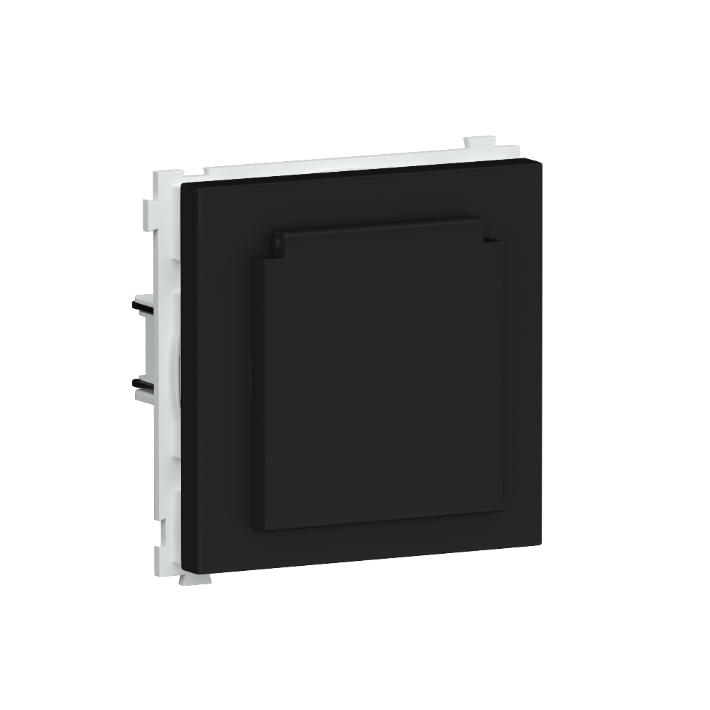 Розетка встраиваемая Donel R98 Schuko с крышкой и заземлением на винтах Карбон матовый DA18800-DA45430 — изображение 2