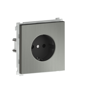 Розетка встраиваемая Donel R98 Metal Schuko с заземлением и шторками на клеммах Никель DA19900-DA220NB