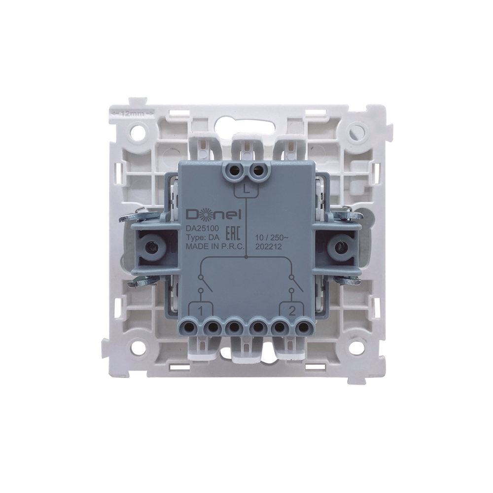 Выключатель двухклавишный встраиваемый Donel R98 звонкового типа Серый матовый DA25100-DA29540 — изображение 4