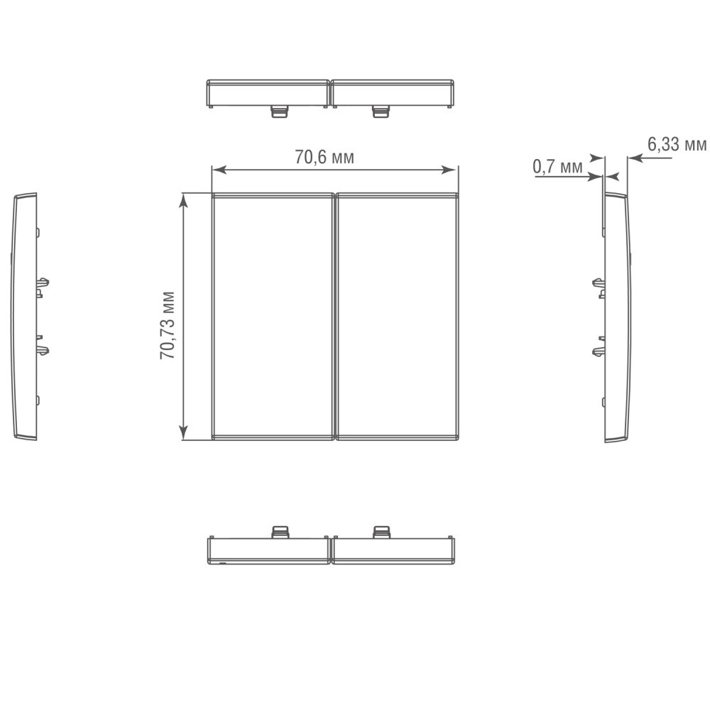 Выключатель двухклавишный встраиваемый звонковый Donel R98 Metal Благородная сталь DA25100-DA295ES — изображение 6
