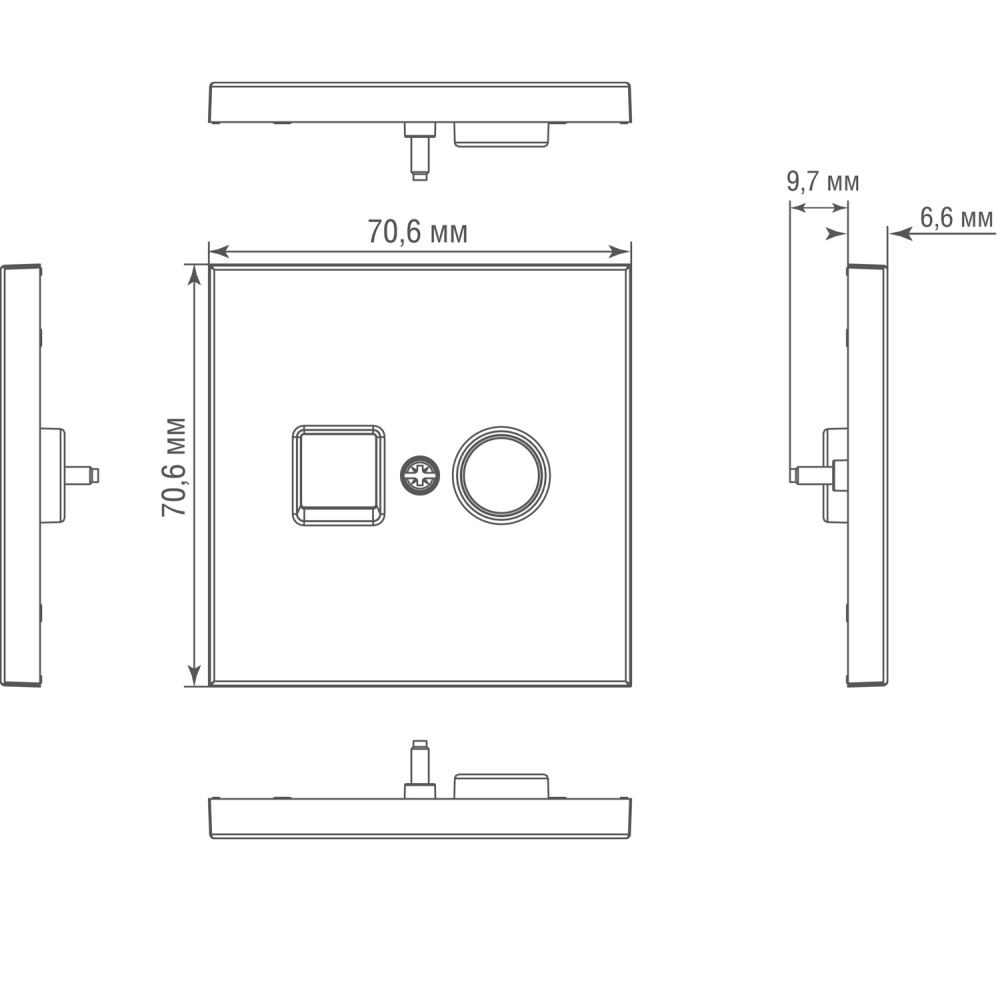 Розетка встраиваемая TV-SAT Donel R98 Metal F-разъём Благородная сталь DA30200-DA879ES — изображение 6