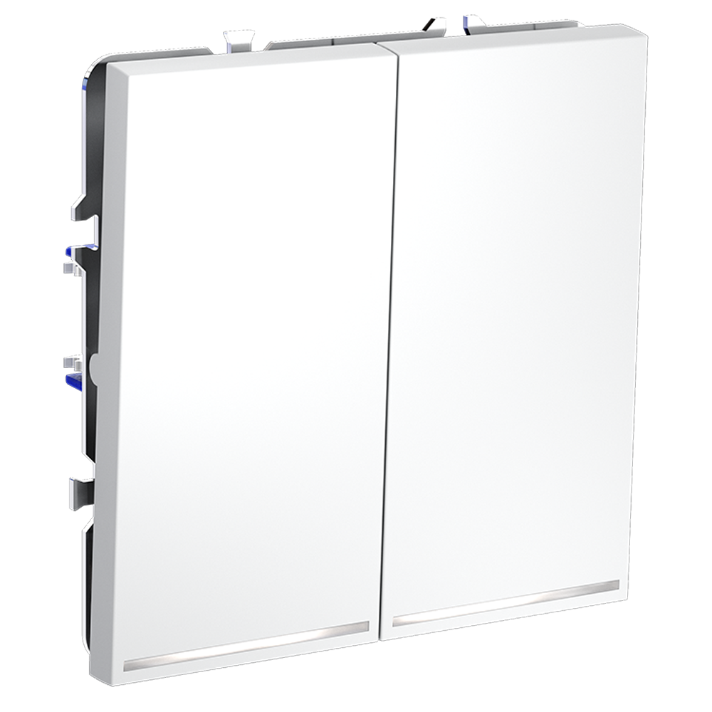 Выключатель двухклавишный встраиваемый Voltum S70 с подсветкой Белый матовый VLS020202 — изображение 2