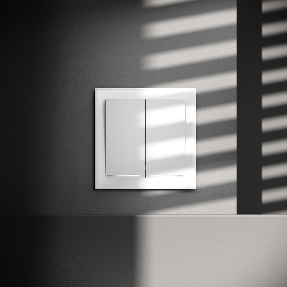Выключатель двухклавишный встраиваемый Voltum S70 с подсветкой Белый матовый VLS020202 — изображение 4