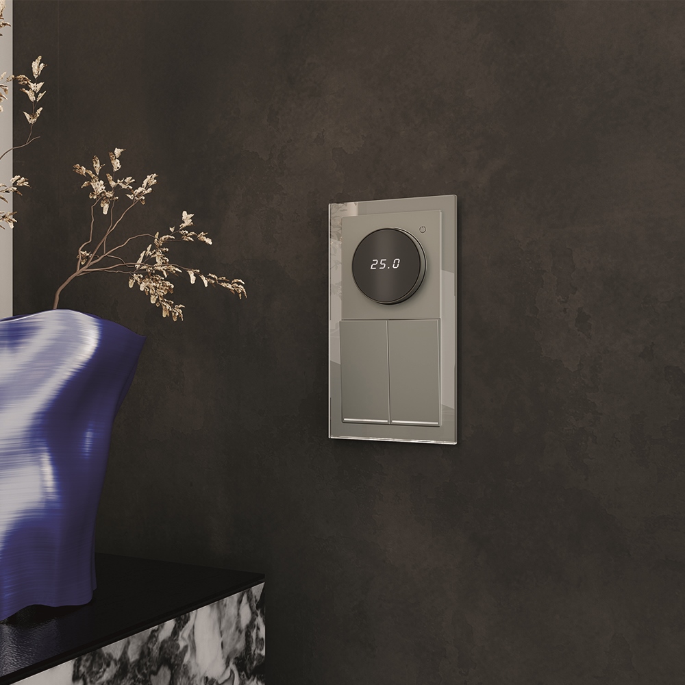 Выключатель двухклавишный встраиваемый Voltum S70 с подсветкой Титан VLS020206 — изображение 5