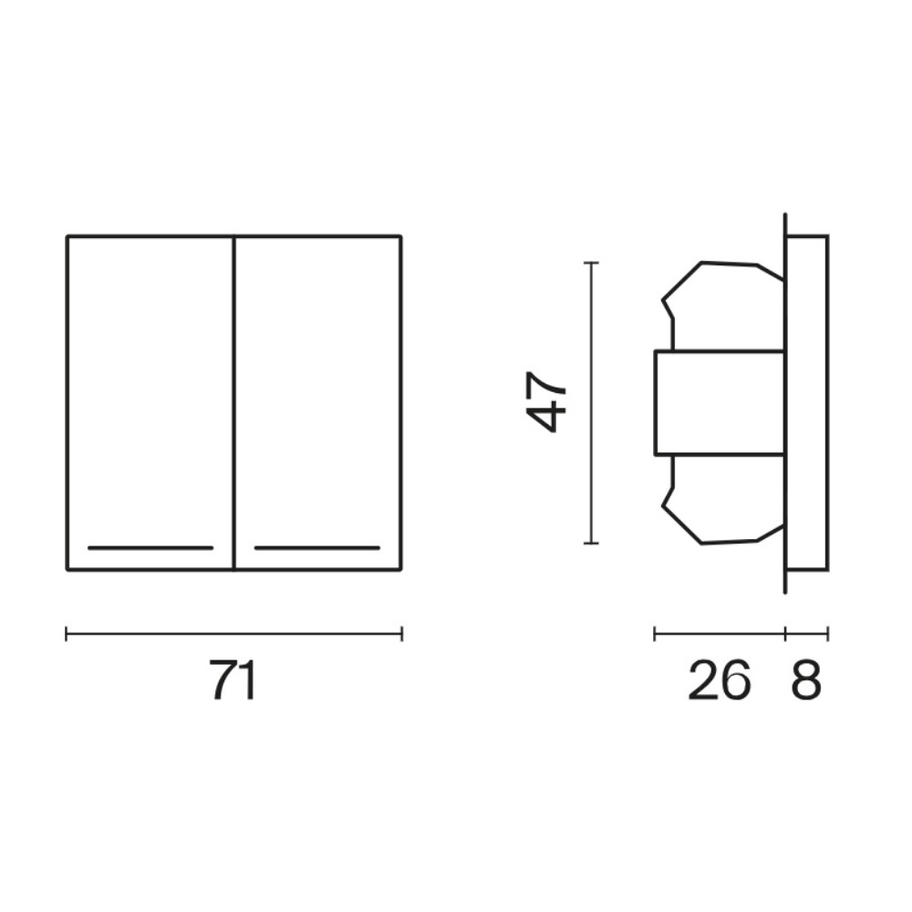 Выключатель двухклавишный встраиваемый проходной Voltum S70 с подсветкой Черный матовый VLS020408 — изображение 5