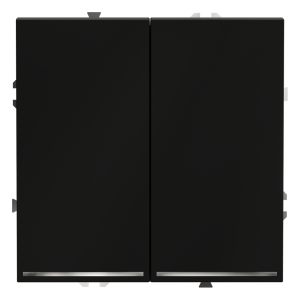 Выключатель двухклавишный встраиваемый проходной Voltum S70 с подсветкой Черный матовый VLS020408