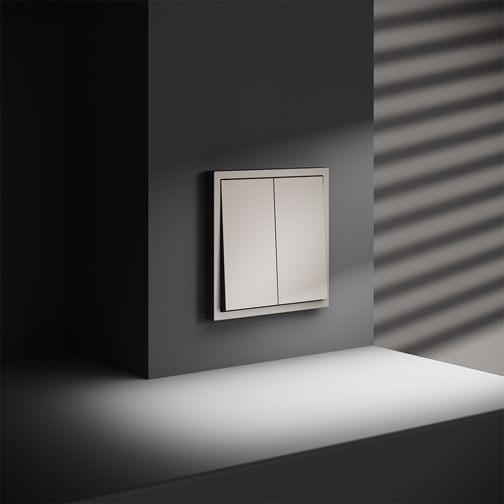 Выключатель двухклавишный встраиваемый с самовозвратом Voltum S70 Кашемир VLS020603 — изображение 4