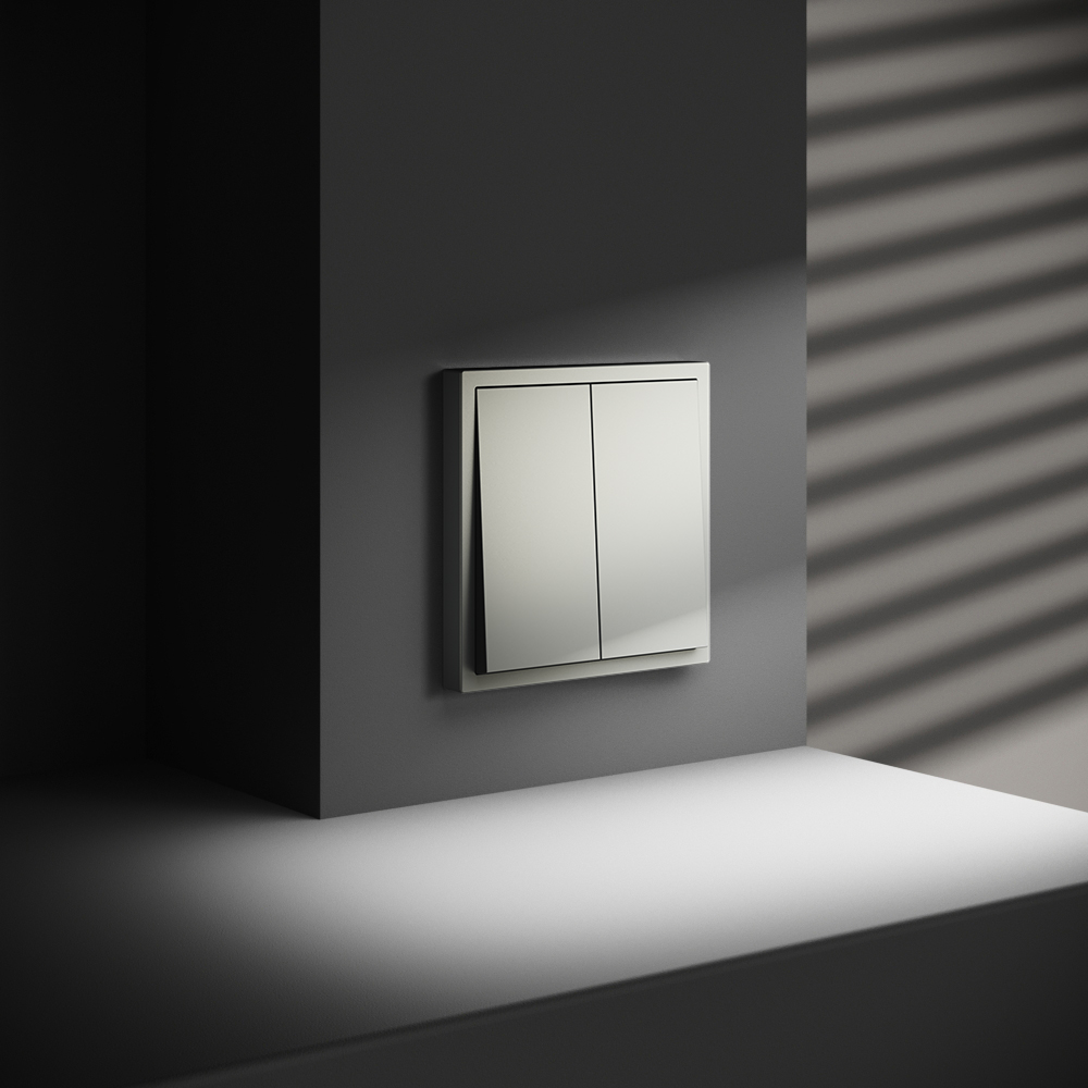 Выключатель двухклавишный встраиваемый с самовозвратом Voltum S70 Сталь VLS020605 — изображение 4