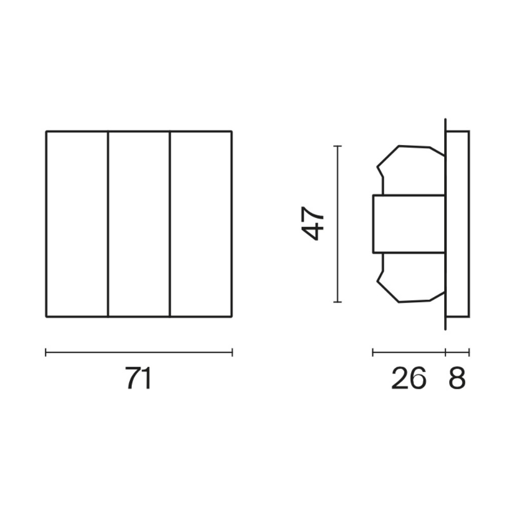 Выключатель трехклавишный встраиваемый Voltum S70 Сталь VLS030105 — изображение 5