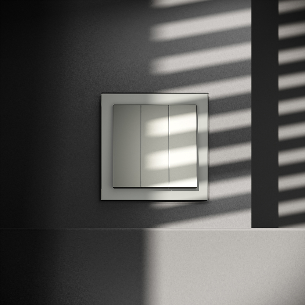 Выключатель трехклавишный встраиваемый Voltum S70 Сталь VLS030105 — изображение 3