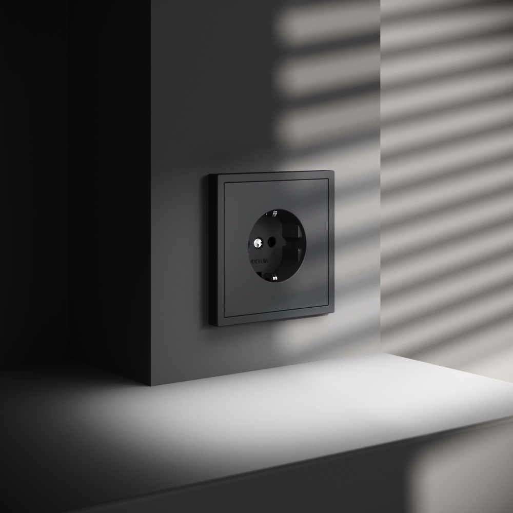 Розетка встраиваемая Voltum S70 с заземлением Soft touch Графит VLS040107 — изображение 5