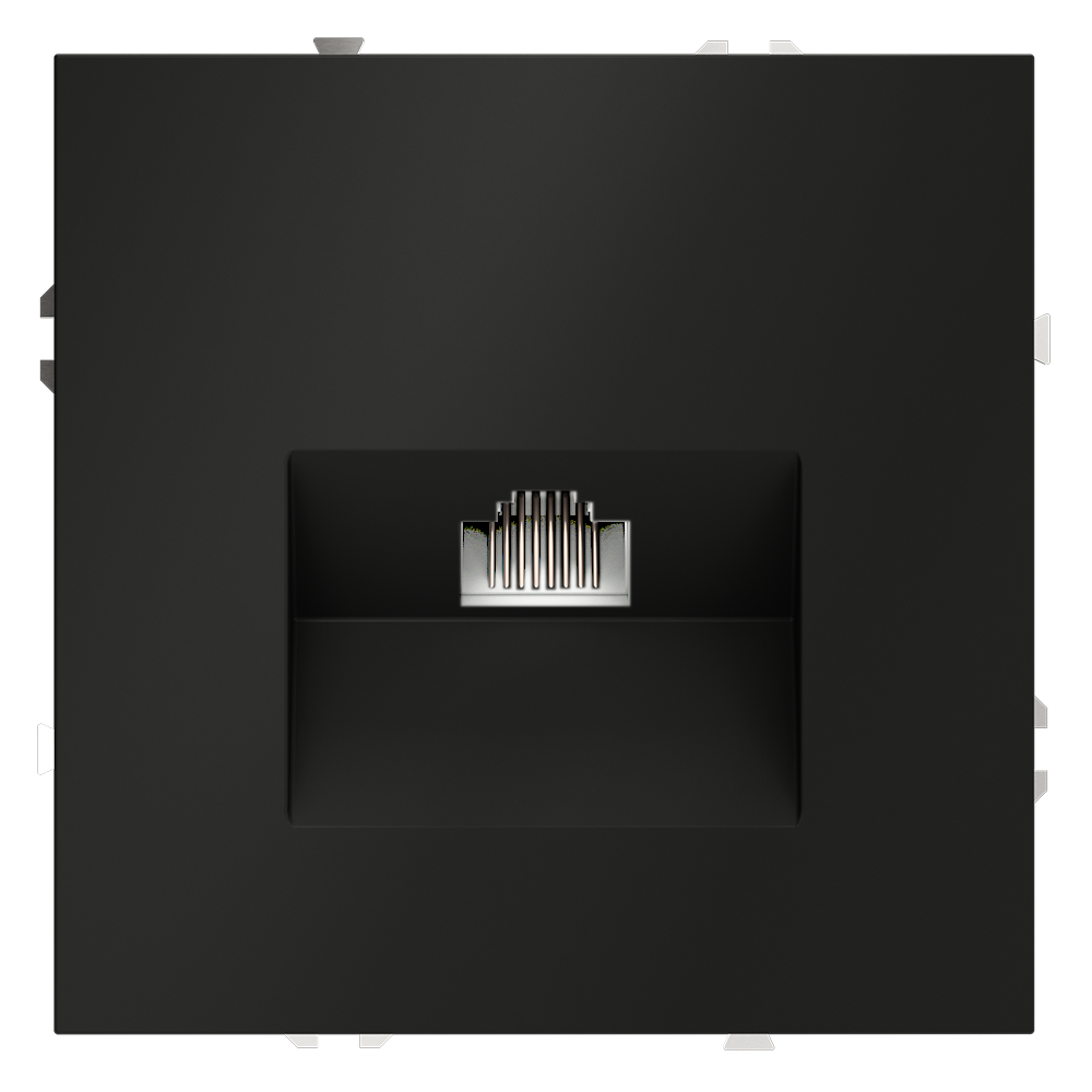 Розетка встраиваемая Ethernet Voltum S70 RJ45 cat.6 Черный матовый VLS060108