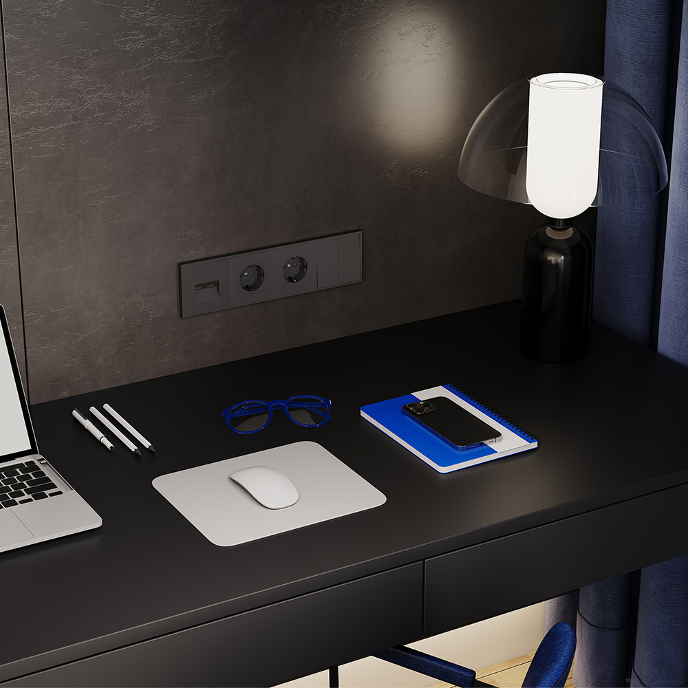 Рамка пластиковая Voltum S70 на 4 поста Черный матовый VLS100408 — изображение 3